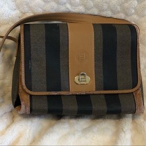 Fendi Crossbody Striped fold over top
